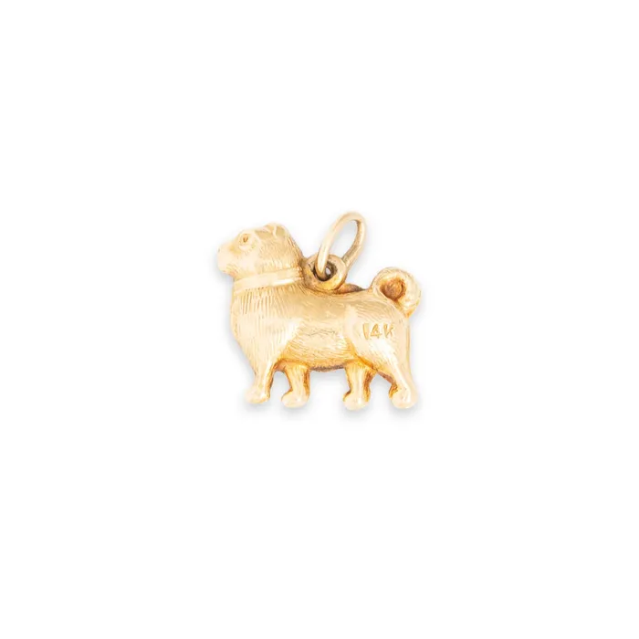 Vintage Earrings Short Nosed 14K Gold Dog Charm