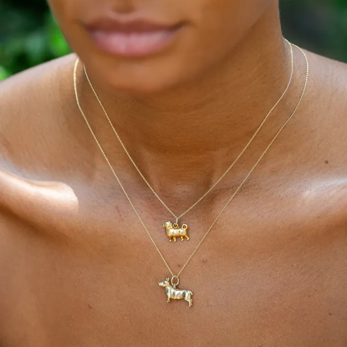 Vintage Earrings Short Nosed 14K Gold Dog Charm