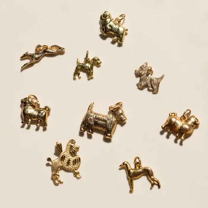 Vintage Earrings Short Nosed 14K Gold Dog Charm
