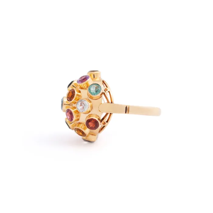 Vintage Rings Large MultiStone 18k Gold Sputnik Ring