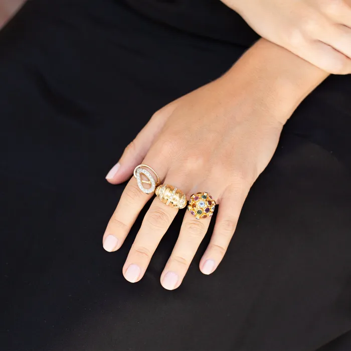 Vintage Rings Large MultiStone 18k Gold Sputnik Ring