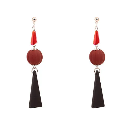 02 Earrings E707 Red Dangle Earrings