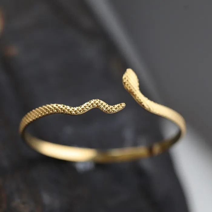 18K GoldFilled Open Snake Bangle Cuff Bangle Bracelet Jewelvers Bracelets