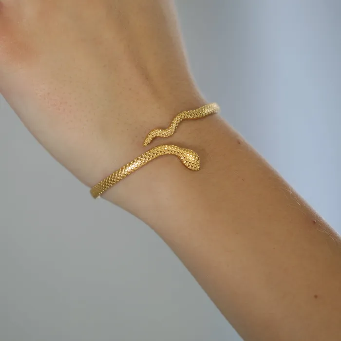 18K GoldFilled Open Snake Bangle Cuff Bangle Bracelet Jewelvers Bracelets