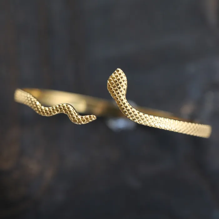 18K GoldFilled Open Snake Bangle Cuff Bangle Bracelet Jewelvers Bracelets