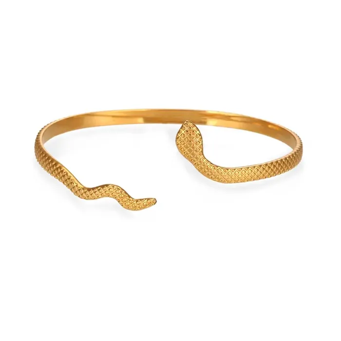 18K GoldFilled Open Snake Bangle Cuff Bangle Bracelet Jewelvers Bracelets