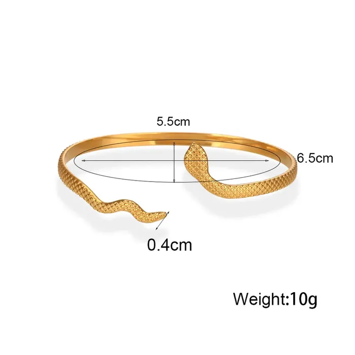18K GoldFilled Open Snake Bangle Cuff Bangle Bracelet Jewelvers Bracelets