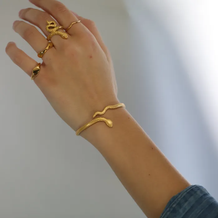 18K GoldFilled Open Snake Bangle Cuff Bangle Bracelet Jewelvers Bracelets