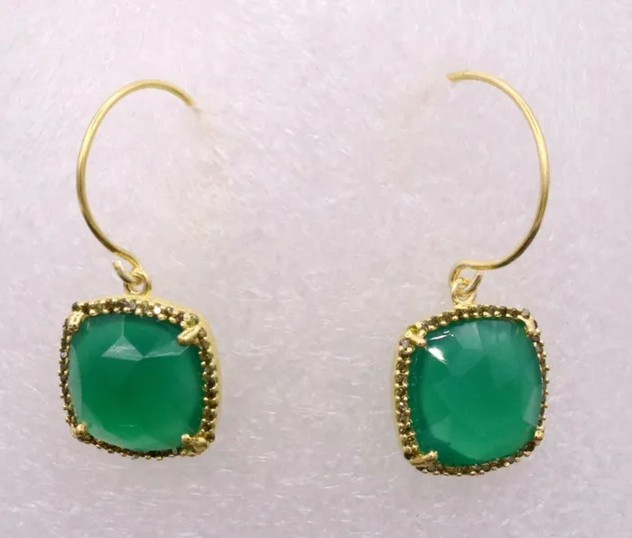925 Sterling silver green onyx stone hoops earrings womens girls jewelry s300 TRIBAL ORNAMENTS Earrings