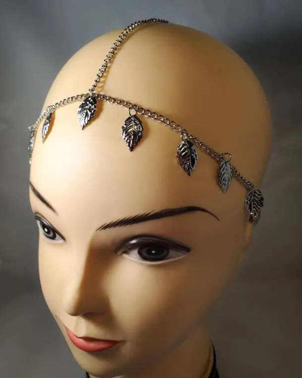 alice Necklaces H36 Silver Leaf Chain Headdress