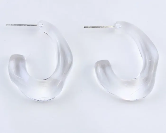 Earrings E1834 Clear Acrylic Irregular Hoop Earrings polly