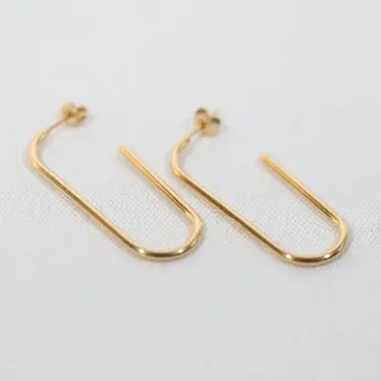 Earrings Jewelvers 18K GoldFilled Rectangle Tube Hoop Earrings for Women Earrings Jewelvers 18K GoldFilled Rectangle Tube Hoop Earrings for Women