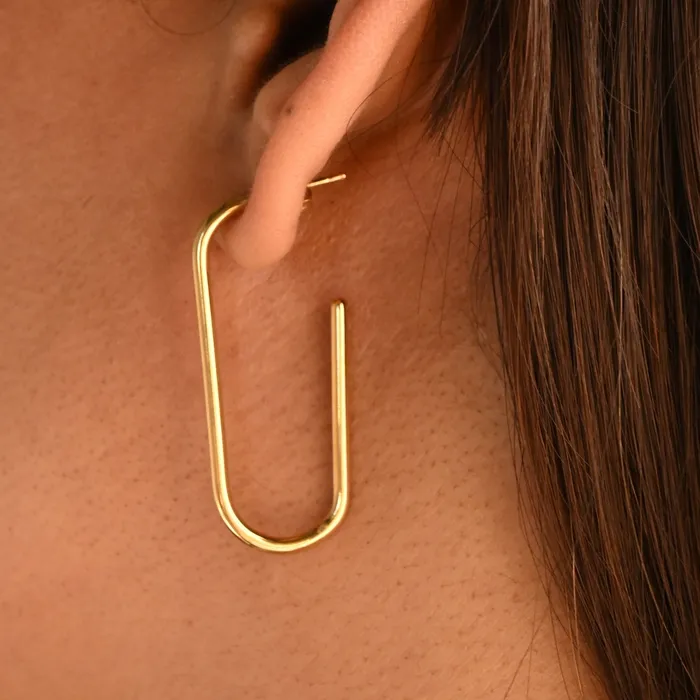 Earrings Jewelvers 18K GoldFilled Rectangle Tube Hoop Earrings for Women Earrings Jewelvers 18K GoldFilled Rectangle Tube Hoop Earrings for Women