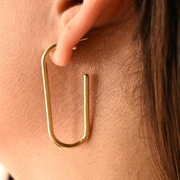 Earrings Jewelvers 18K GoldFilled Rectangle Tube Hoop Earrings for Women Earrings Jewelvers 18K GoldFilled Rectangle Tube Hoop Earrings for Women