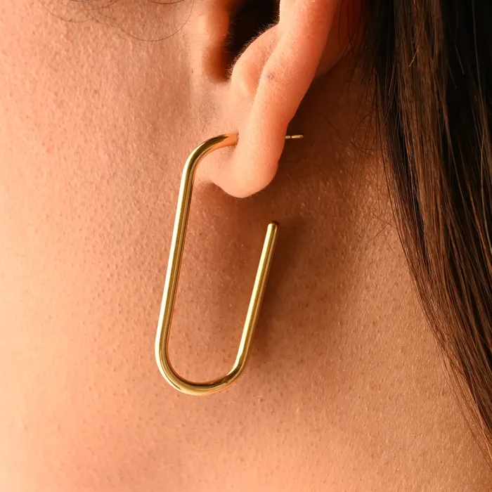 Earrings Jewelvers 18K GoldFilled Rectangle Tube Hoop Earrings for Women Earrings Jewelvers 18K GoldFilled Rectangle Tube Hoop Earrings for Women