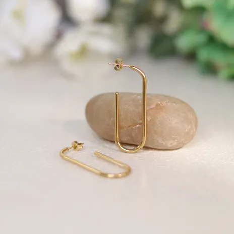 Earrings Jewelvers 18K GoldFilled Rectangle Tube Hoop Earrings for Women Earrings Jewelvers 18K GoldFilled Rectangle Tube Hoop Earrings for Women