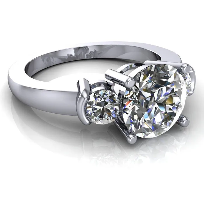 Faryn Round Center Stone Trinity Under Bezel Ring Fire Brilliance Rings