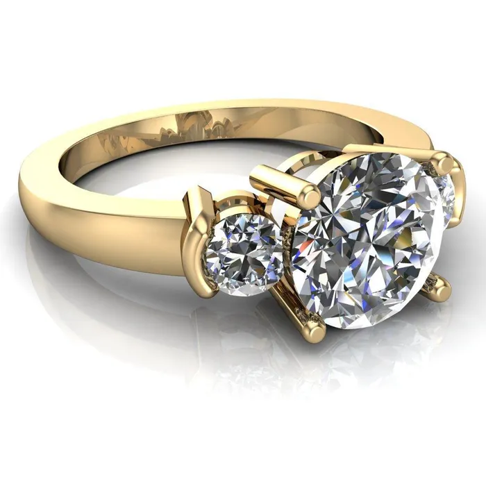 Faryn Round Center Stone Trinity Under Bezel Ring Fire Brilliance Rings