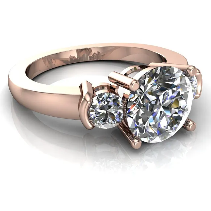 Faryn Round Center Stone Trinity Under Bezel Ring Fire Brilliance Rings