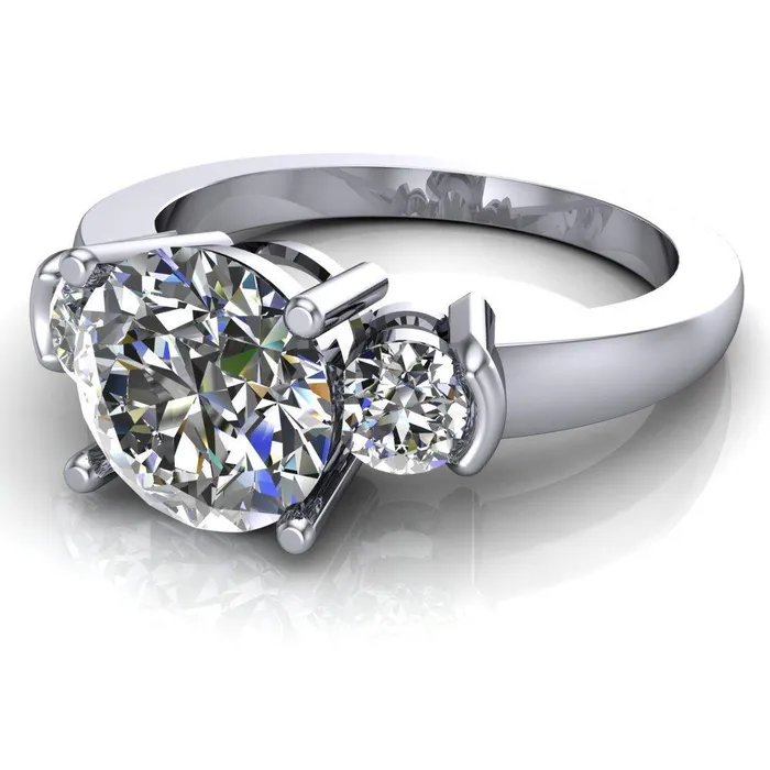 Faryn Round Center Stone Trinity Under Bezel Ring Fire Brilliance Rings