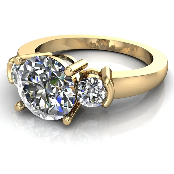 Faryn Round Center Stone Trinity Under Bezel Ring Fire Brilliance Rings