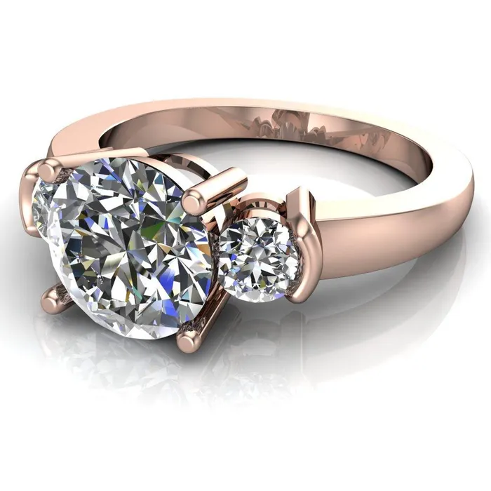 Faryn Round Center Stone Trinity Under Bezel Ring Fire Brilliance Rings
