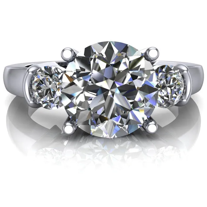 Faryn Round Center Stone Trinity Under Bezel Ring Fire Brilliance Rings