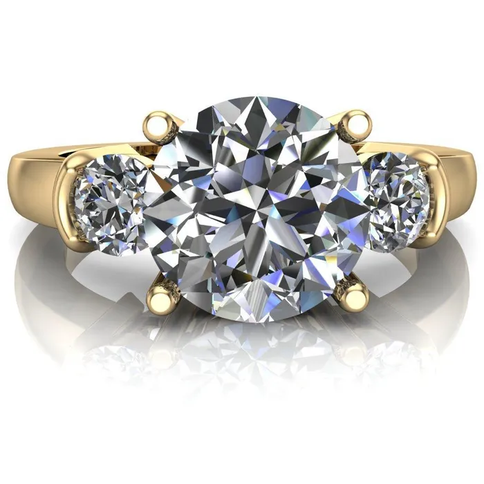Faryn Round Center Stone Trinity Under Bezel Ring Fire Brilliance Rings