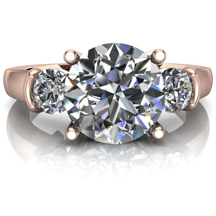 Faryn Round Center Stone Trinity Under Bezel Ring Fire Brilliance Rings