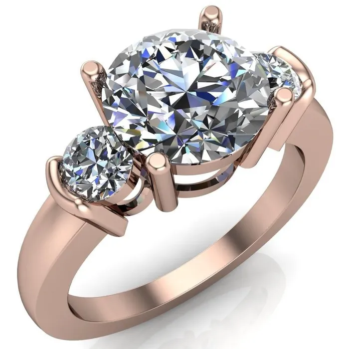 Faryn Round Center Stone Trinity Under Bezel Ring Fire Brilliance Rings