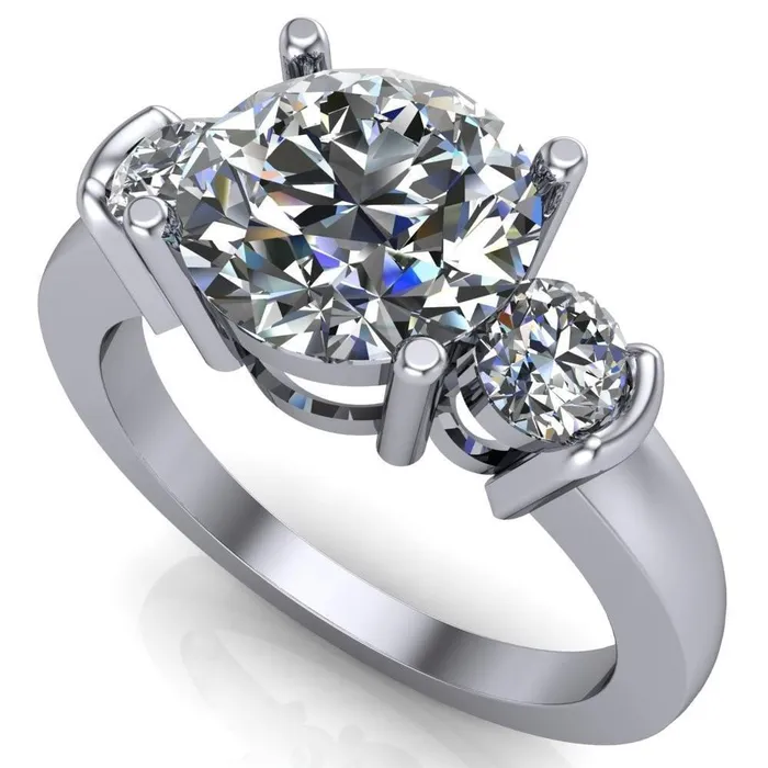 Faryn Round Center Stone Trinity Under Bezel Ring Fire Brilliance Rings