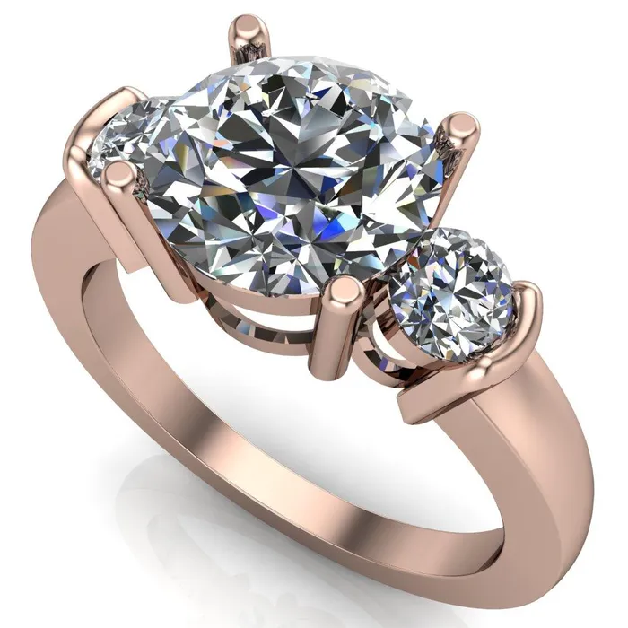 Faryn Round Center Stone Trinity Under Bezel Ring Fire Brilliance Rings