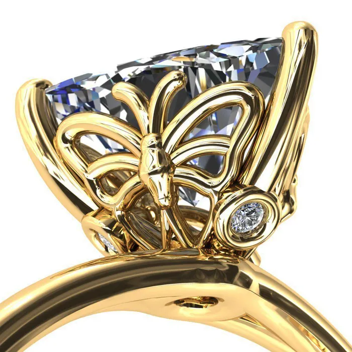 Fire Brilliance Butterfly Wings Trillion Moissanite 3 Prong Engagement Ring Rings Fire Brilliance Butterfly Wings Trillion Moissanite 3 Prong Engagement Ring Rings