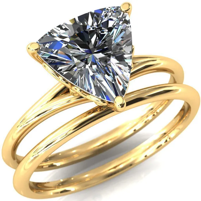 Fire Brilliance Butterfly Wings Trillion Moissanite 3 Prong Engagement Ring Rings