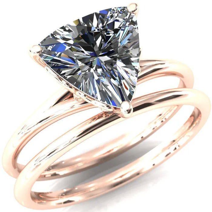 Fire Brilliance Butterfly Wings Trillion Moissanite 3 Prong Engagement Ring Rings