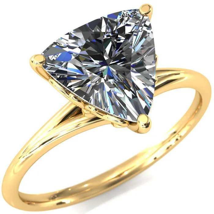 Fire Brilliance Butterfly Wings Trillion Moissanite 3 Prong Engagement Ring Rings
