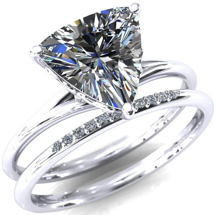 Fire Brilliance Butterfly Wings Trillion Moissanite 3 Prong Engagement Ring Rings