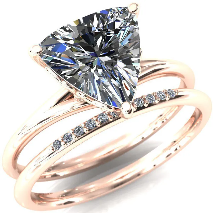 Fire Brilliance Butterfly Wings Trillion Moissanite 3 Prong Engagement Ring Rings