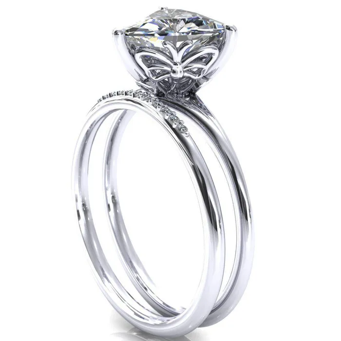 Fire Brilliance Butterfly Wings Trillion Moissanite 3 Prong Engagement Ring Rings