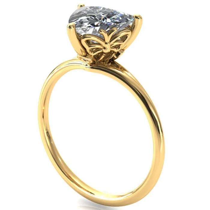 Fire Brilliance Butterfly Wings Trillion Moissanite 3 Prong Engagement Ring Rings