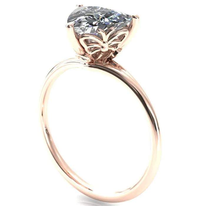 Fire Brilliance Butterfly Wings Trillion Moissanite 3 Prong Engagement Ring Rings