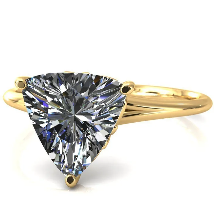 Fire Brilliance Butterfly Wings Trillion Moissanite 3 Prong Engagement Ring Rings