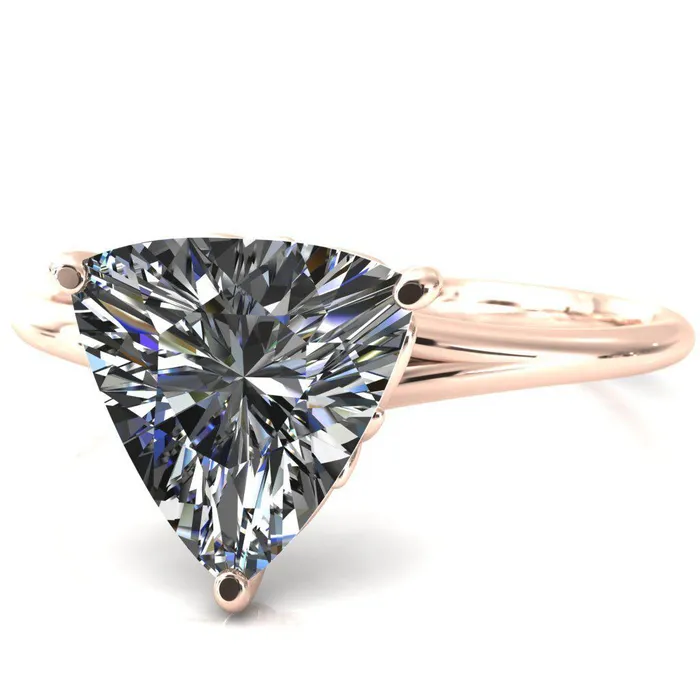 Fire Brilliance Butterfly Wings Trillion Moissanite 3 Prong Engagement Ring Rings