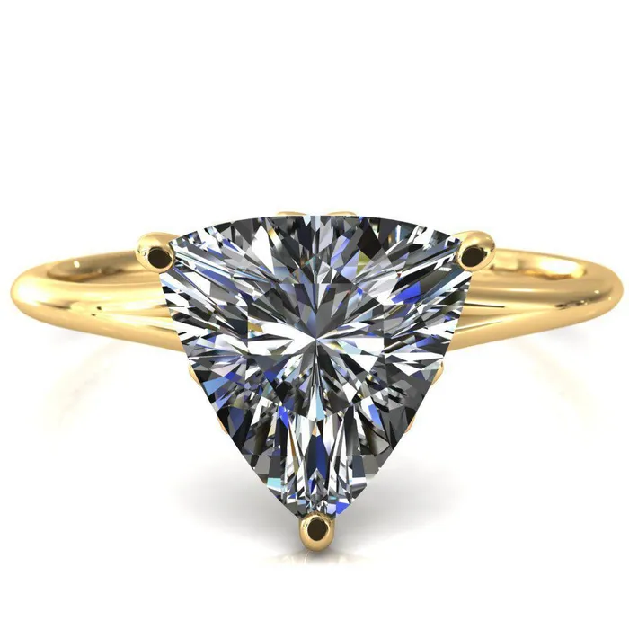 Fire Brilliance Butterfly Wings Trillion Moissanite 3 Prong Engagement Ring Rings