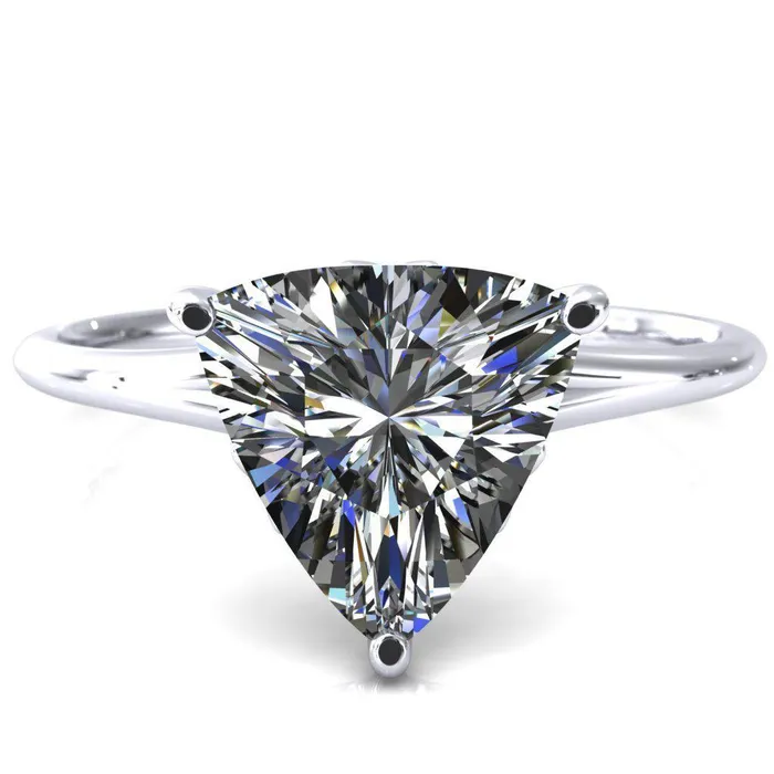 Fire Brilliance Butterfly Wings Trillion Moissanite 3 Prong Engagement Ring Rings