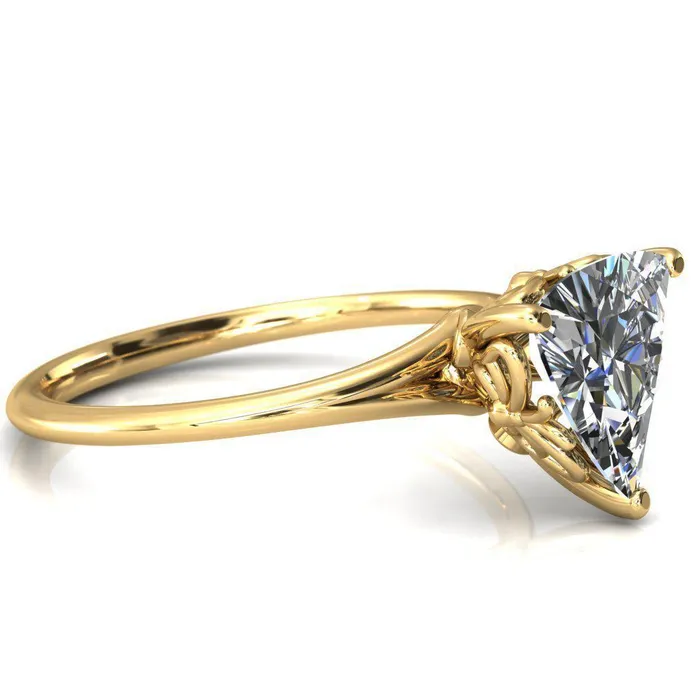 Fire Brilliance Butterfly Wings Trillion Moissanite 3 Prong Engagement Ring Rings