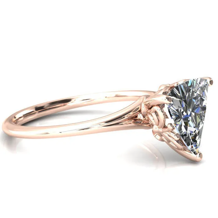 Fire Brilliance Butterfly Wings Trillion Moissanite 3 Prong Engagement Ring Rings