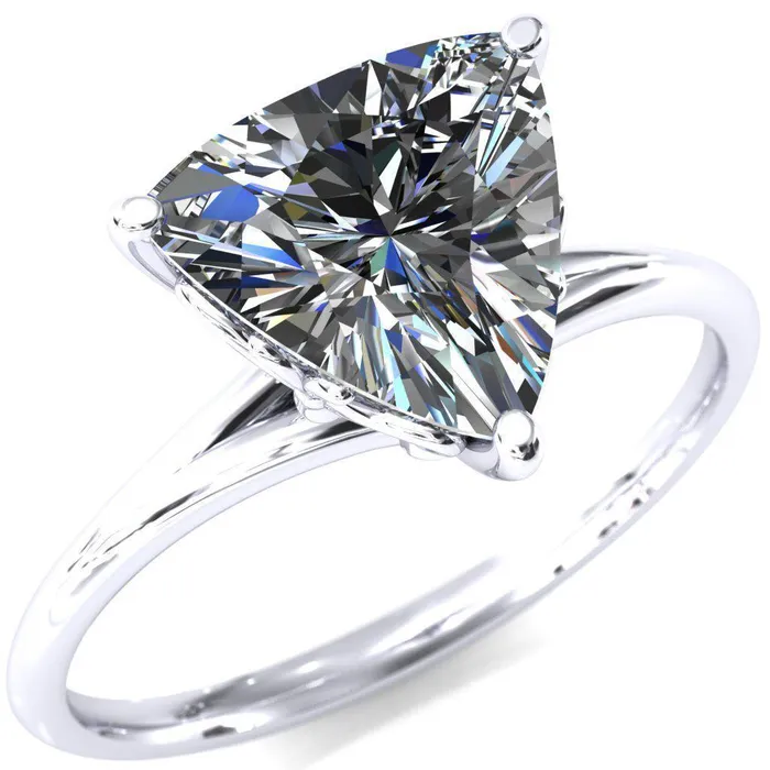 Fire Brilliance Butterfly Wings Trillion Moissanite 3 Prong Engagement Ring Rings