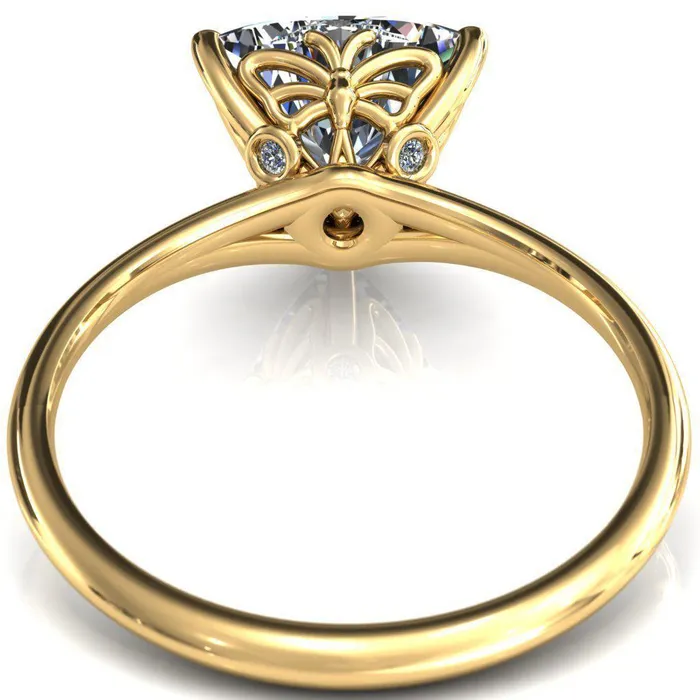 Fire Brilliance Butterfly Wings Trillion Moissanite 3 Prong Engagement Ring Rings