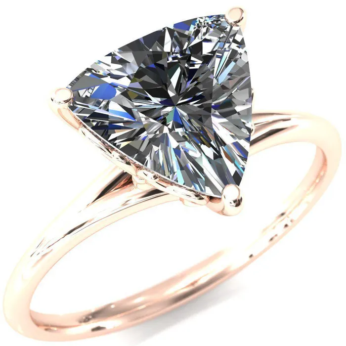 Fire Brilliance Butterfly Wings Trillion Moissanite 3 Prong Engagement Ring Rings